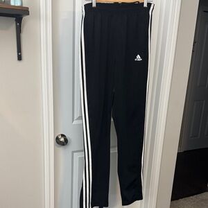 Adidas Black Joggers with White Stripes